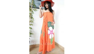 rayon sarongs hand painting flower orange color made in bali